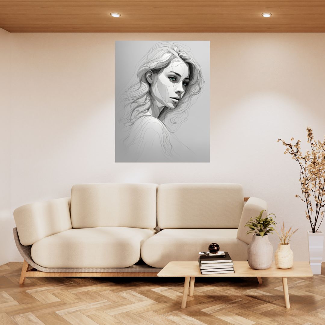 Póster de lienzo con efecto lápiz de mujer elegante - Decoración artística de pared 