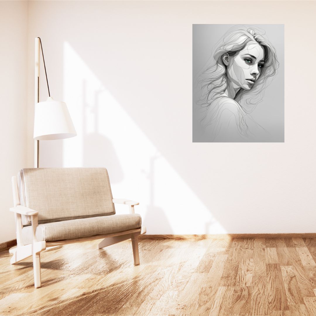 Póster de lienzo con efecto lápiz de mujer elegante - Decoración artística de pared 