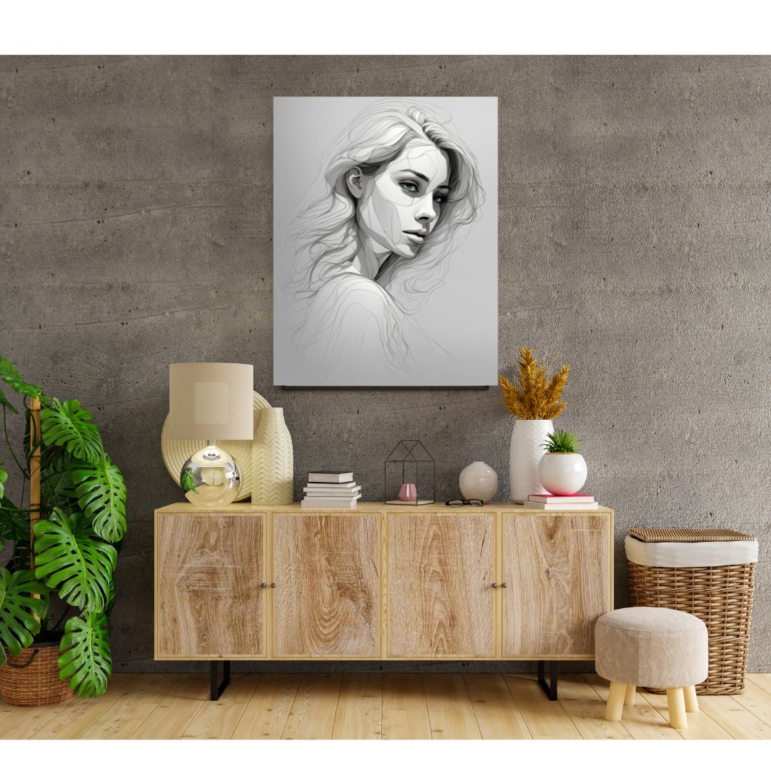 Póster de lienzo con efecto lápiz de mujer elegante - Decoración artística de pared 