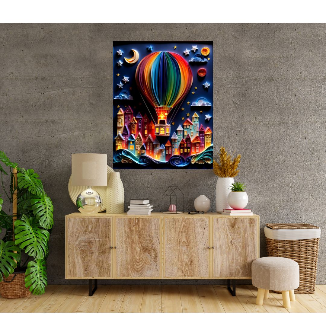 Unique Colorful Hot Air Balloon Poster - Original 3D Effect Canvas 