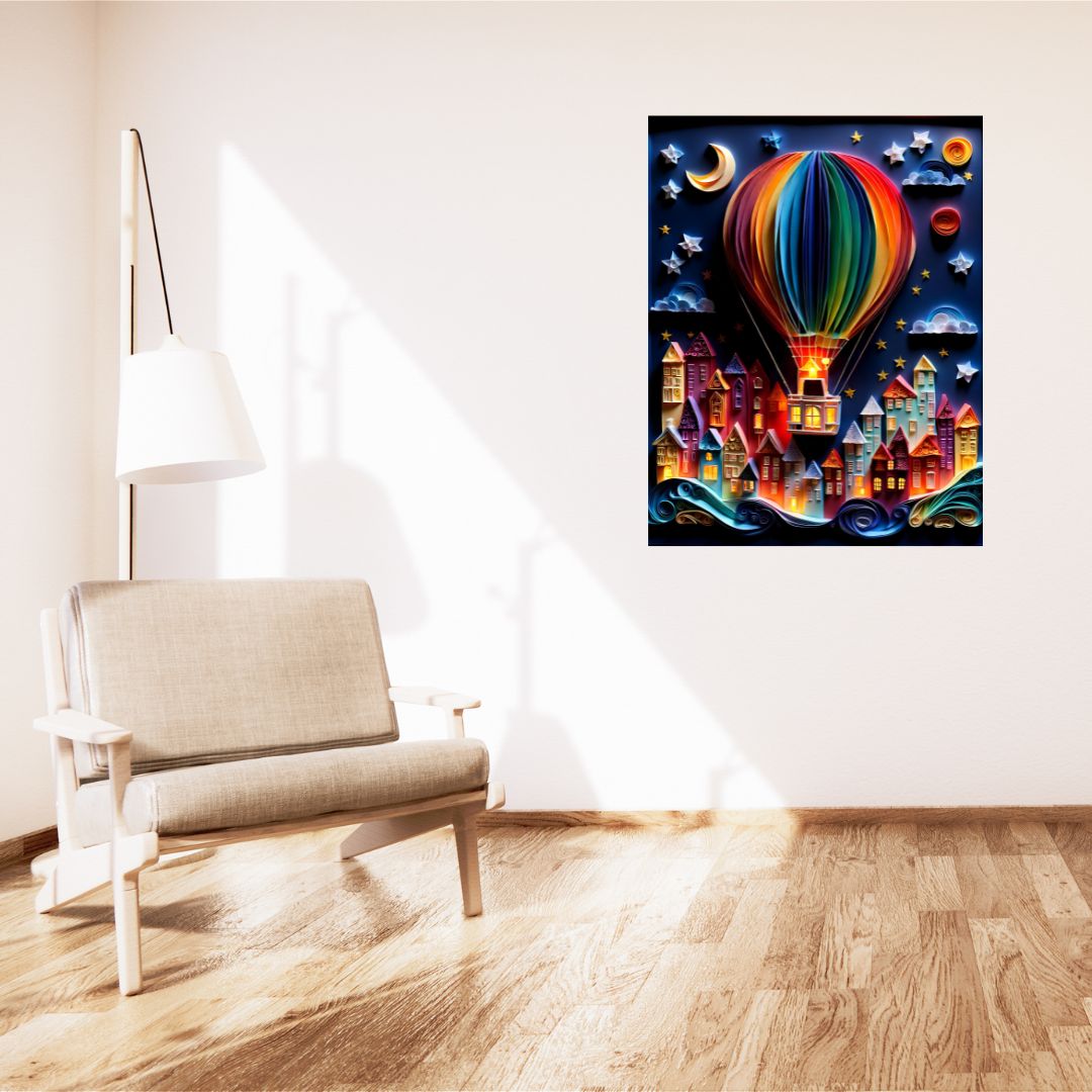 Unique Colorful Hot Air Balloon Poster - Original 3D Effect Canvas 