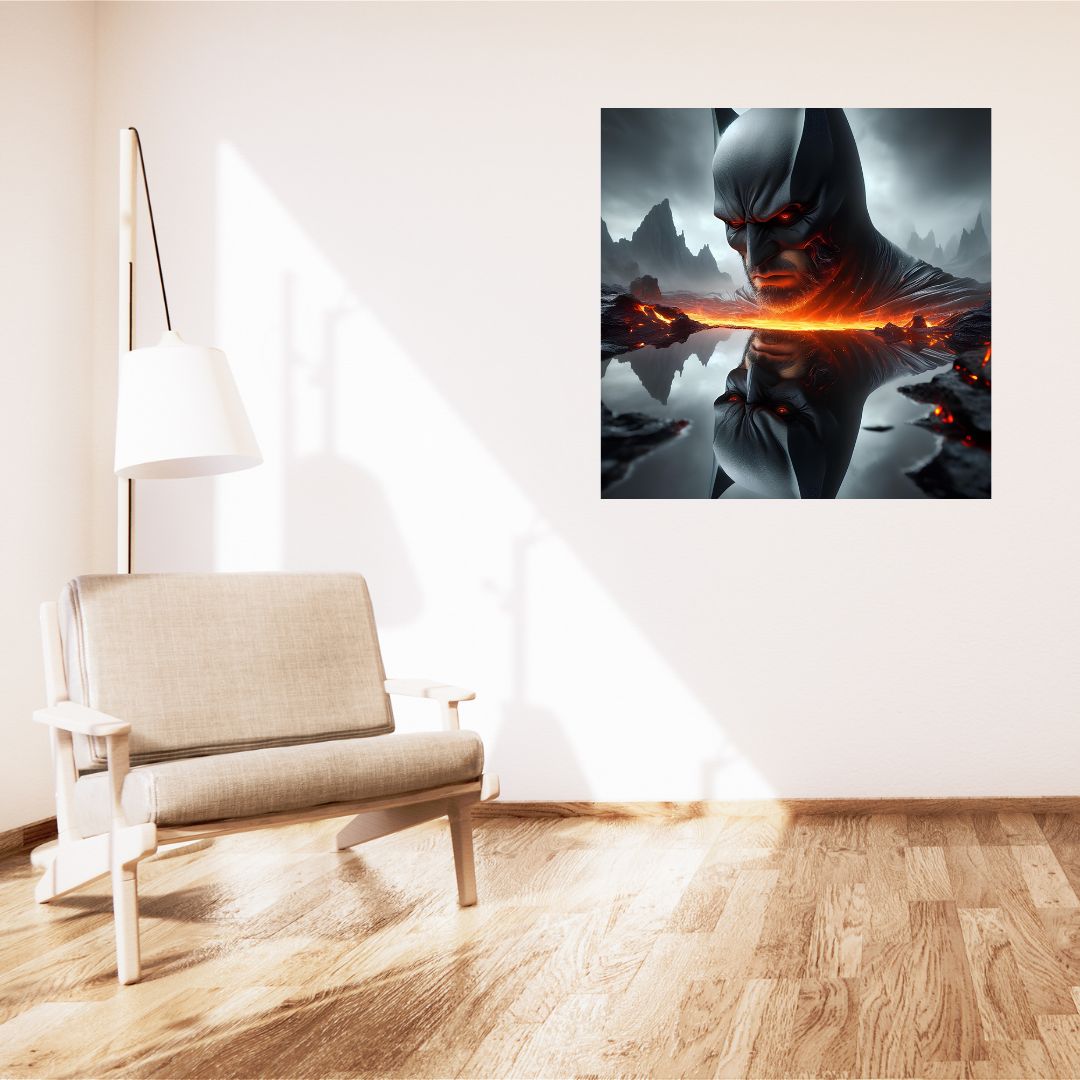 Batman and Fire Reflection Poster - Heroic Wall Art