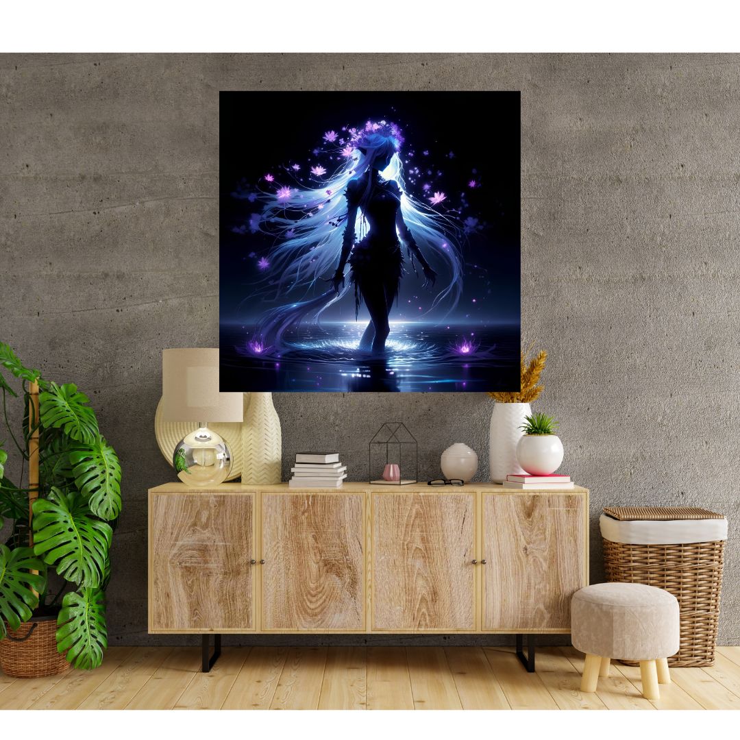 Poster Enchantement Nocturne : Tableau "Elfe Mystique au Clair de Lune"