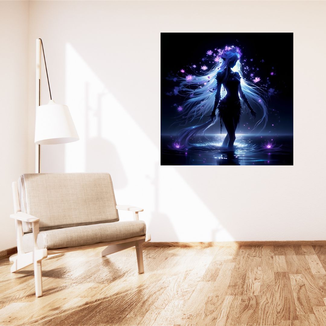 Poster Enchantement Nocturne : Tableau "Elfe Mystique au Clair de Lune"