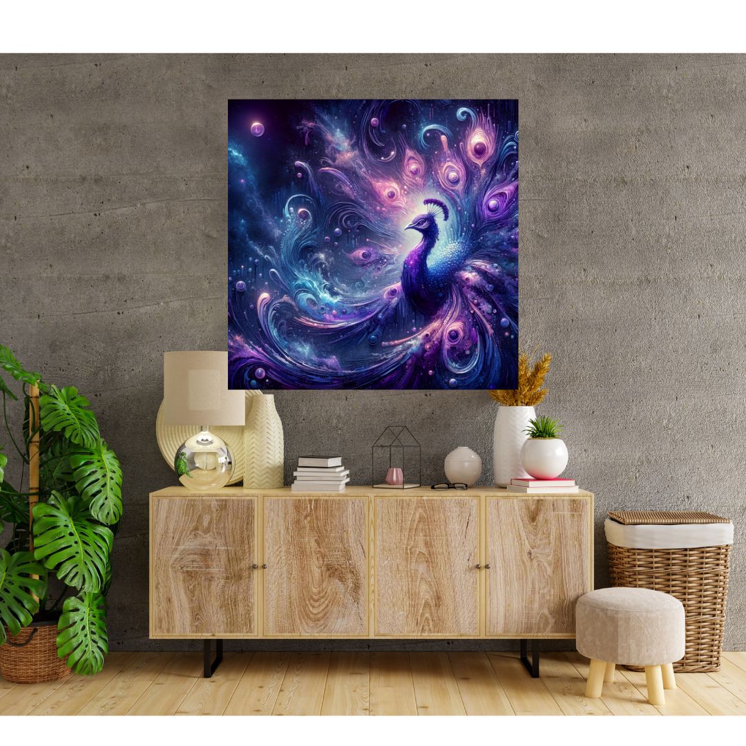 Póster decorativo de pared "Pavo real galaxia multicolor"