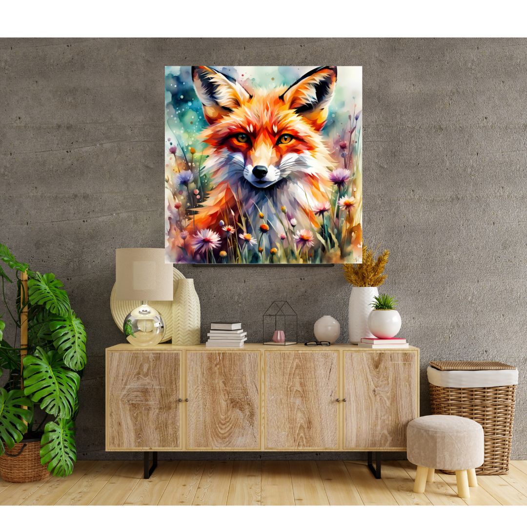 Floral Fox Poster - Living Watercolor Painting